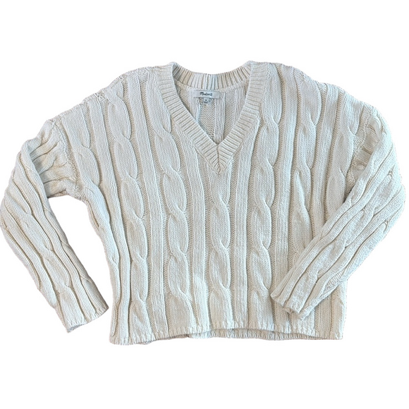Madewell Knitted Sweater Cropped Size Medium Off White - Picture 1 of 8